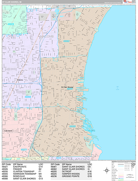 St. Clair Shores, MI Zip Code Map